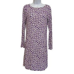 Mott50 Toni Mini Dress Lavender Diamond Bamboo Stretch Long Sleeve UPF 50 Sz S